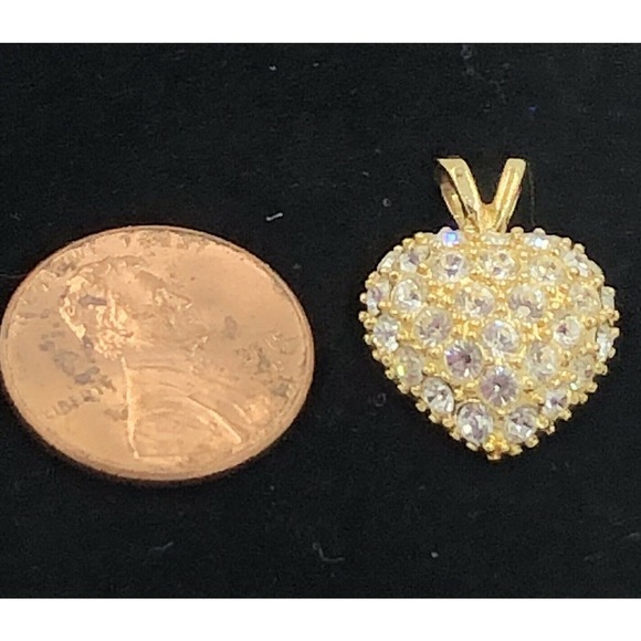 Roman Gold Tone Crystal Rhinestone Heart Pendant - Picture 6 of 10